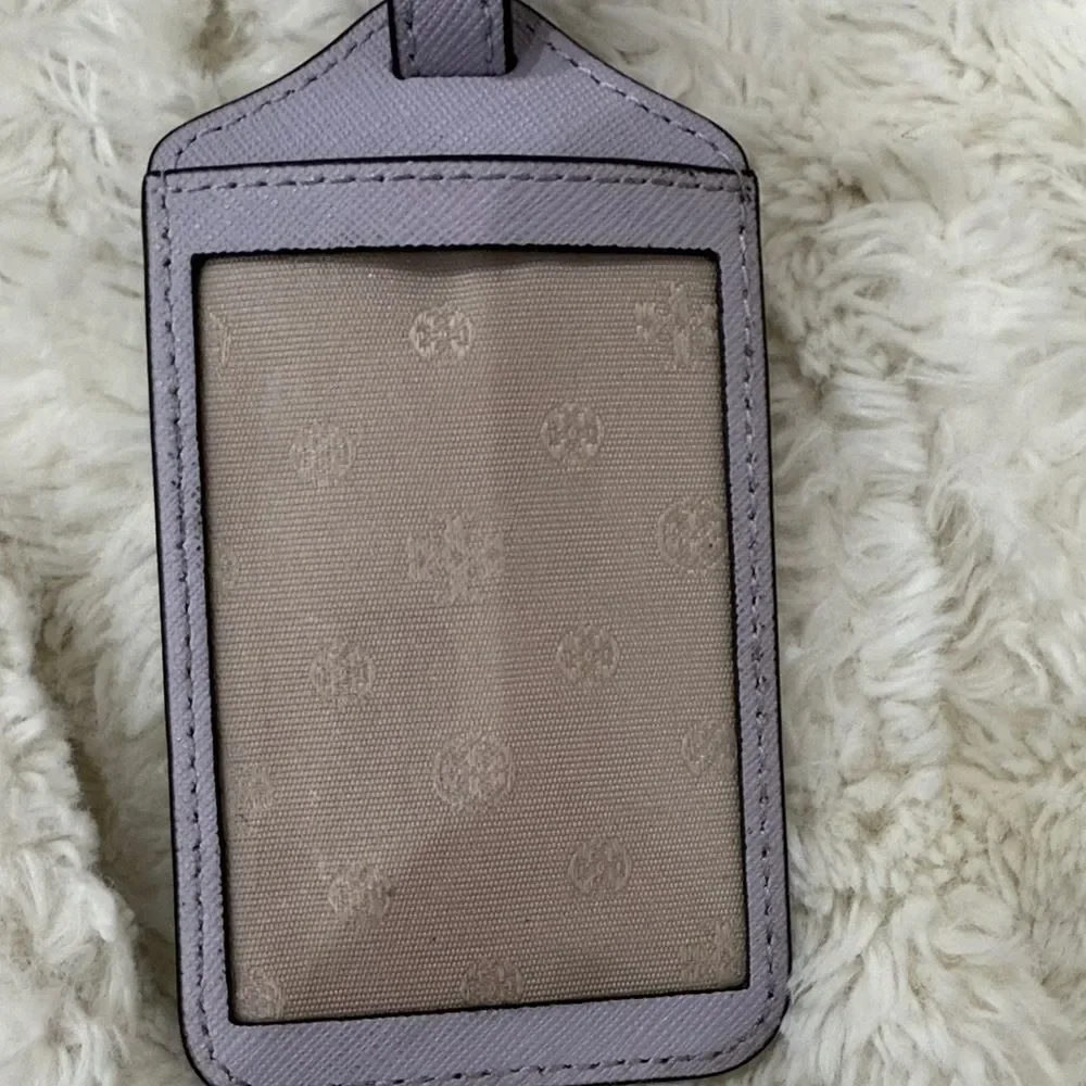 Tory Burch Lavender Luggage Tag with Gold Emblem